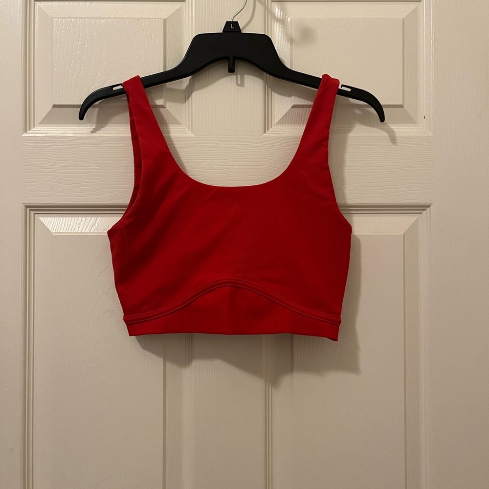 Red ribbed sports bra